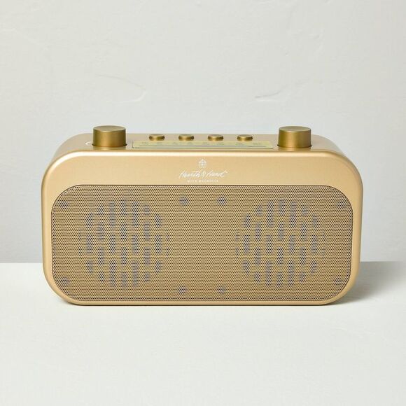 Hearth & Hand with Magnolia Other - Portable Brass Finish AM/FM Bluetooth Radio - Hear Blue